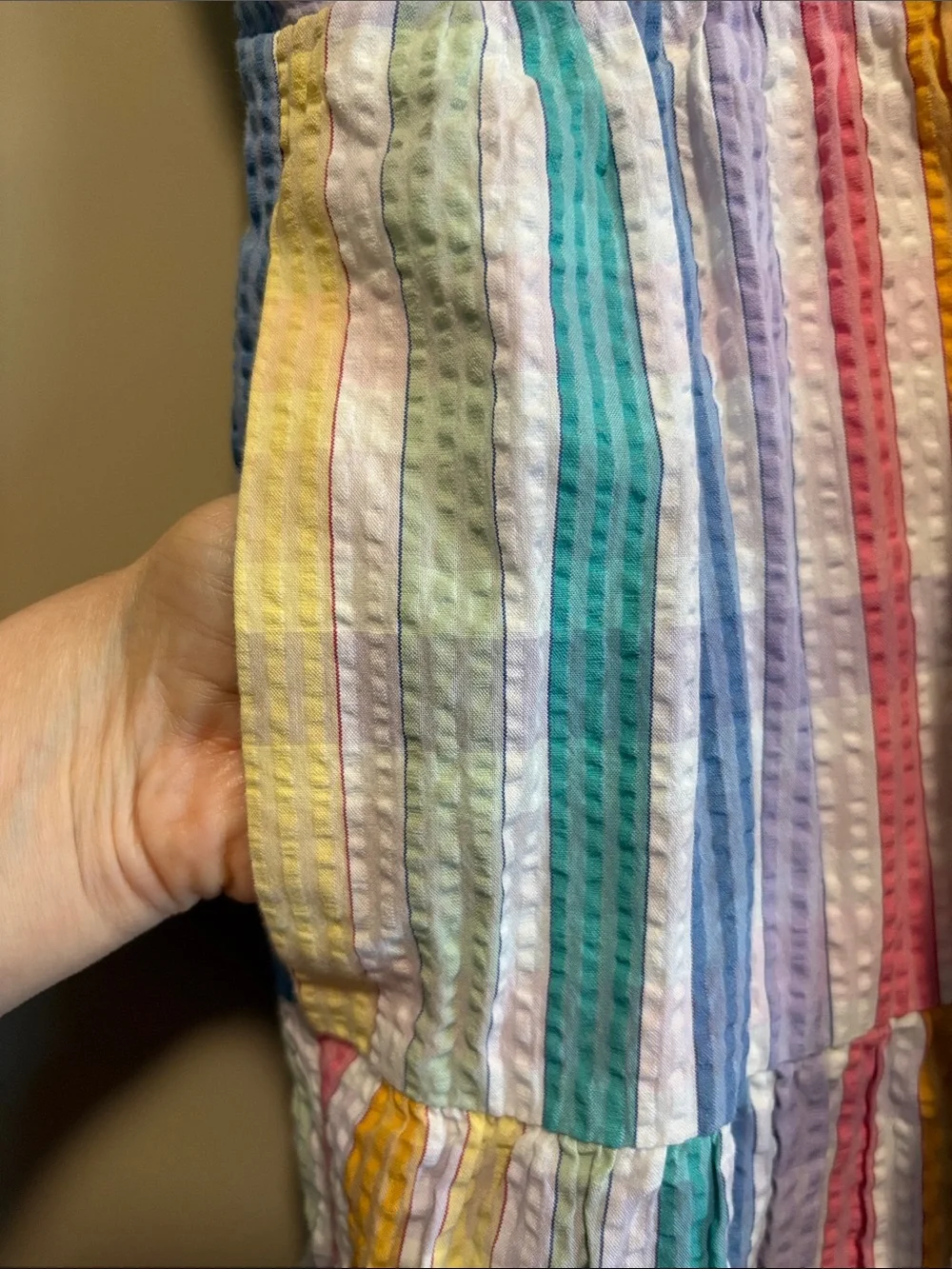 J. Crew Pastel Rainbow Striped Tiered Midi Dress